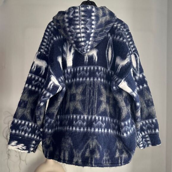 Nuevo Americana 100% Wool Navajo Otavala Aztec Jacket Hoodie Adult Unisex M PTP - Picture 2 of 4